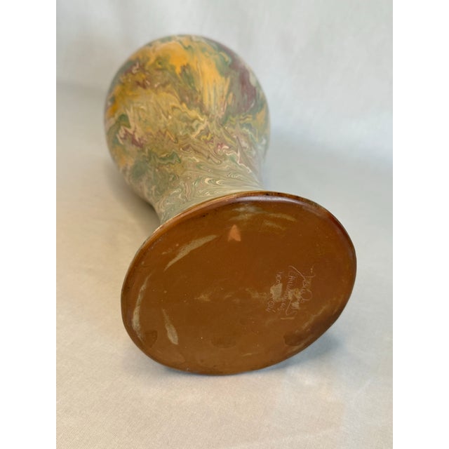 Vintage Modern Marbled Ceramic Peruvian Vase in Butterscotch, Green & Mauve For Sale - Image 10 of 12