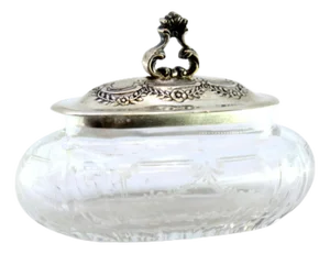 Acid-Etched Glass Case with Silver Lid, Reliefs and Cut-Out Handle