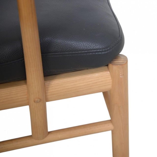 Black Vintage Colonial Chair in Ash and Black Leather by Ole Wanscher, 2000s For Sale - Image 8 of 14