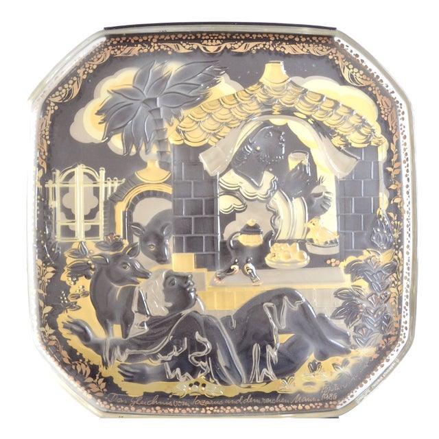 Vintage Glass Wall Plate by Bjørn Wiinblad for Rosenthal, 1983 For Sale