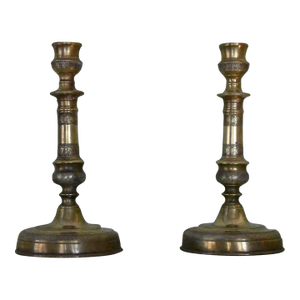 Pair of Napoleonic or Directoire Bronze Candlesticks