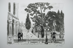 Yves Brayer, L'entrée du Palais du Golestan, Lithograph