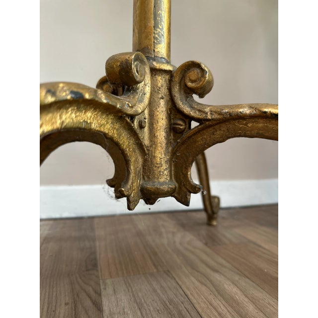 Metal Antique Victorian Gilt Metal Gentleman’s Shaving Stand With Beveled Mirror For Sale - Image 7 of 8