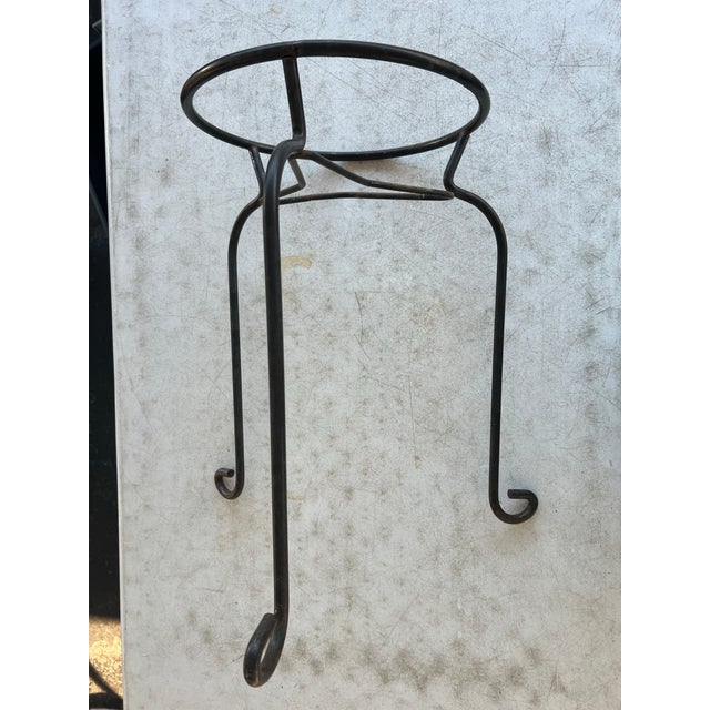 Mid-Century Modern Vintage Wrought Iron Three Legged Plant Stand For Sale - Image 3 of 3