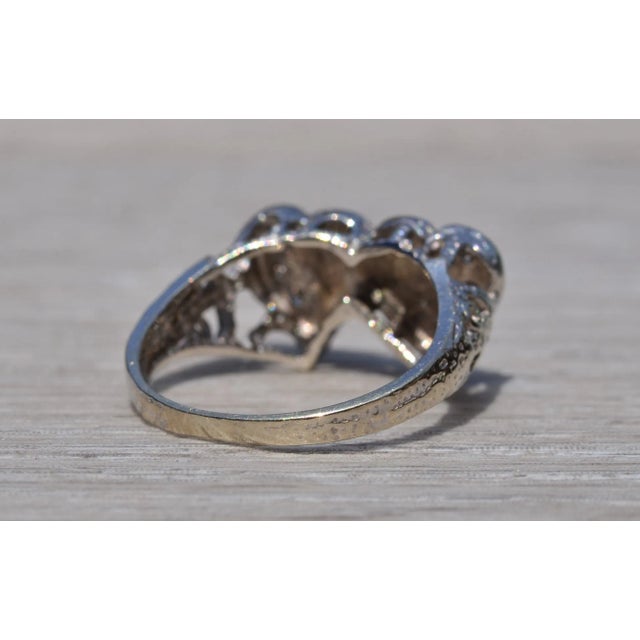 Metal The Hodge: Antique Handmade Toi Et Moi Lovers Ring in White Gold and Diamonds For Sale - Image 7 of 11