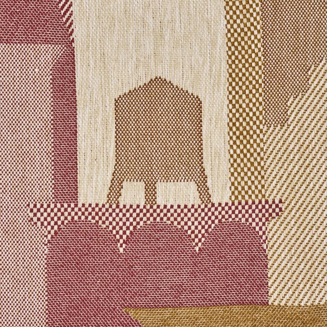Schumacher Sample - Schumacher The City'S Silent Lines Indoor/Out Fabric In Merlot For Sale - Image 4 of 6