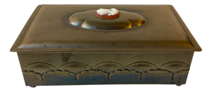Art Deco Brass Cigar Box with Bakelite Cameo, 1940s