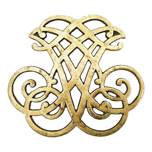 1951 Brass Trivet by Virginia Metalcrafters Usa Thomas Jefferson Cipher For Sale