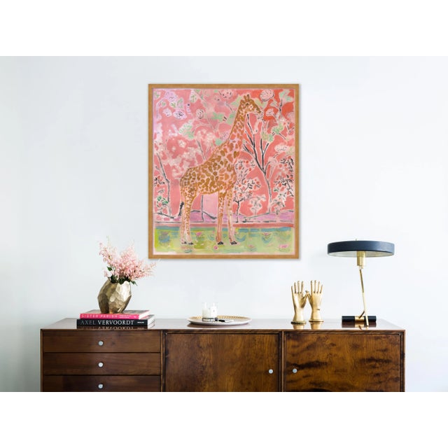 Illustration Giraffe Facing Right by Anne-Louise Ewen in Gold Frame, Medium Art Print For Sale - Image 3 of 4