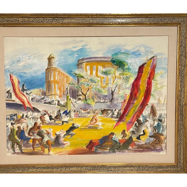 John Groth, Large Watercolor Painting John Groth, Men Wrestling, Esquire Magazine Wpa Artist For Sale - Image 12 of 13