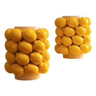Large Ceramic Lemon Vases, 1980s, Set of 2 For Sale