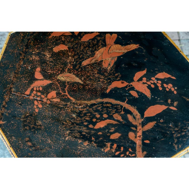 French Tiger Bamboo Chinoiserie Tea Table With Folding Shelves For Sale - Image 9 of 11