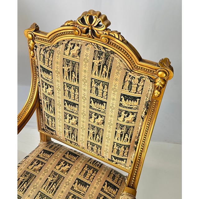 Gold Vintage Andre Originals French Neoclassical Giltwood Armchairs - A Pair For Sale - Image 8 of 14