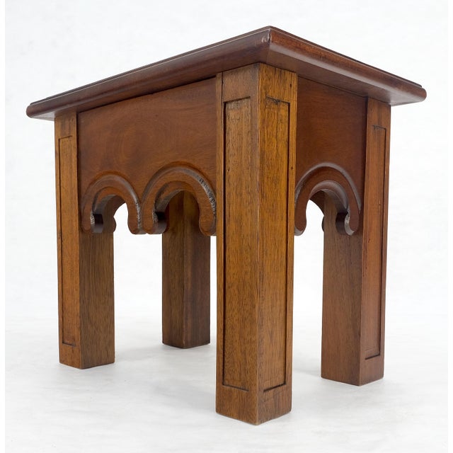 Mid-Century Modern Heavy Solid Mahogany Custom Wood Milling Arts & Crafts 1970s Side End Table MINT For Sale - Image 3 of 16