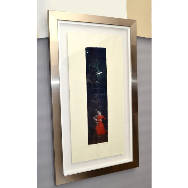 1990s Signed Titled Tango Chrome Framed French Artist Signed Lithography Etching 1999 For Sale - Image 5 of 13
