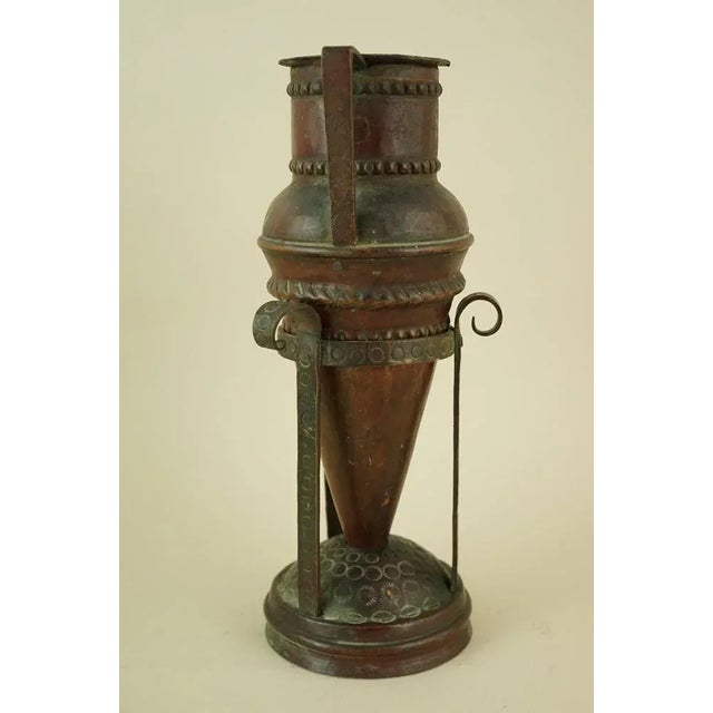 20th Century Art Deco Pointed Amphora Vase with Copper Stand attributed to Claudius Linossier, France, 1930s, Set of 2 For Sale - Image 3 of 18