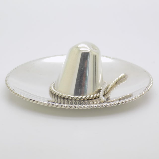 Vintage Mexican Handmade Genuine Sterling Silver 925 Traditional Sombrero Hat Figurine, 1970s For Sale - Image 3 of 11