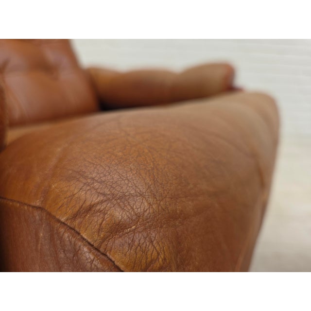 Set of Swedish Lounge Chair and Ottoman in Leather, 1970s For Sale - Image 10 of 18