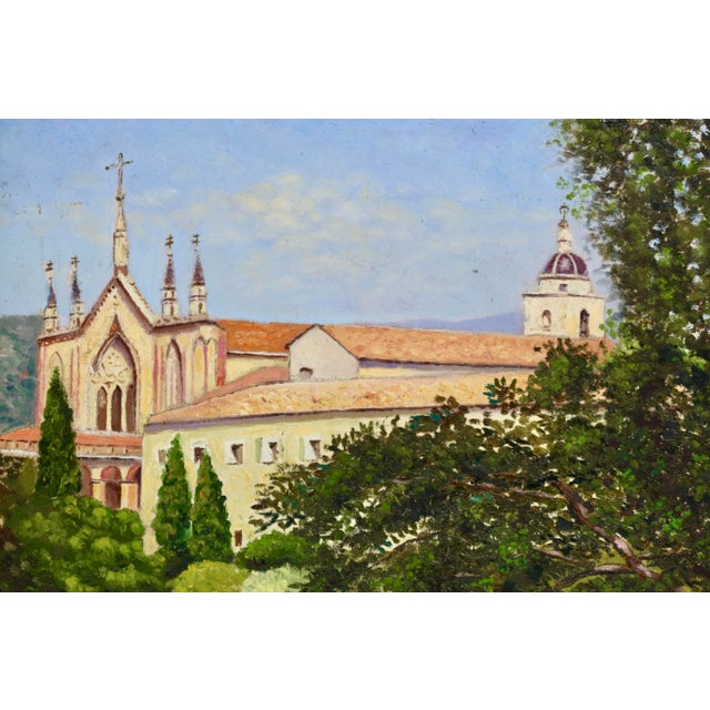 Pair of Antique French Oil Paintings on Board — Signed Sansky, Monastère De Cimiez, Nice, Circa Early 20th Century For Sale In Austin - Image 6 of 13