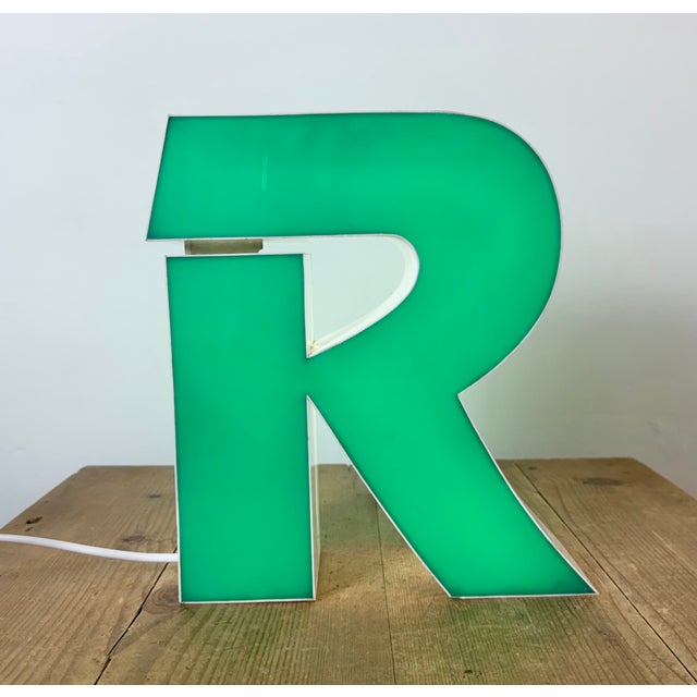 Vintage Green Illuminated Letter R, 1970s For Sale - Image 14 of 17