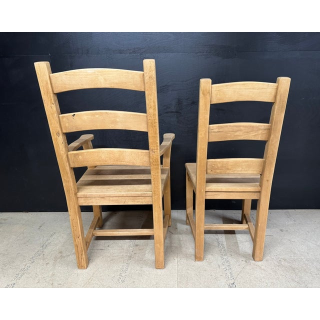Bleached Oak Farmhouse Dining Chairs, 1940, Set of 6 For Sale - Image 9 of 12