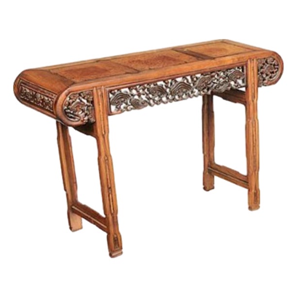 Early 20th Century Carved Rosewood and Burlwood Side Table For Sale