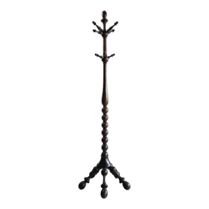 Early 20th Century Ball and Stick Hand Turned Oak Coat & Hat Rack