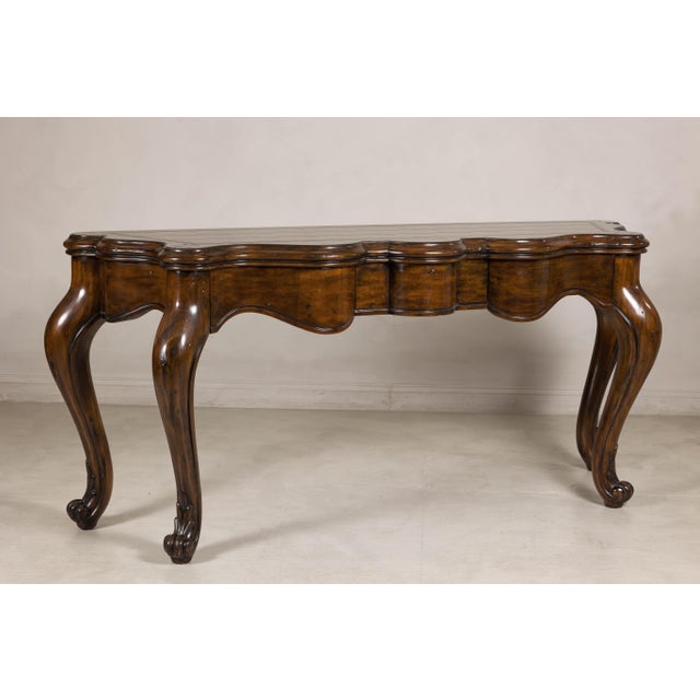 Late 20th Century Marge Carson Walnut Serpentine Console Table with Cabriole Legs For Sale - Image 18 of 18