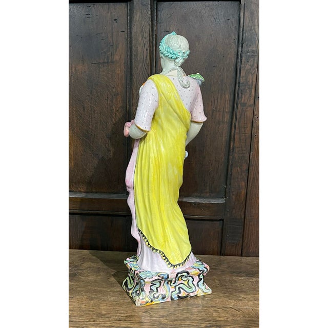 Monumental Staffordshire Pearlware Figure: "Ceres" (Goddess of Plenty) on Marbled Plinth Circa 1815 A magnificent, museum-...