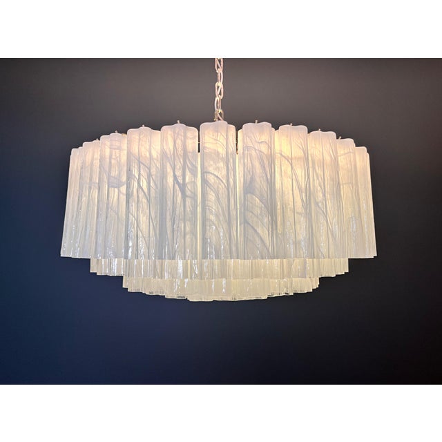 Large Murano Glass Chandelier in White Alabaster Glass Tube, 1990s For Sale - Image 16 of 18