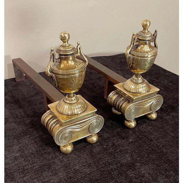 Mid 19th Century Brass Andirons, of Proportions - a Pair For Sale - Image 4 of 13