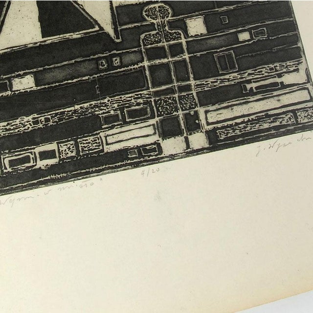 Modern Janusz Wysocki, Entrance to the City, Engraving, 1960s For Sale - Image 3 of 8