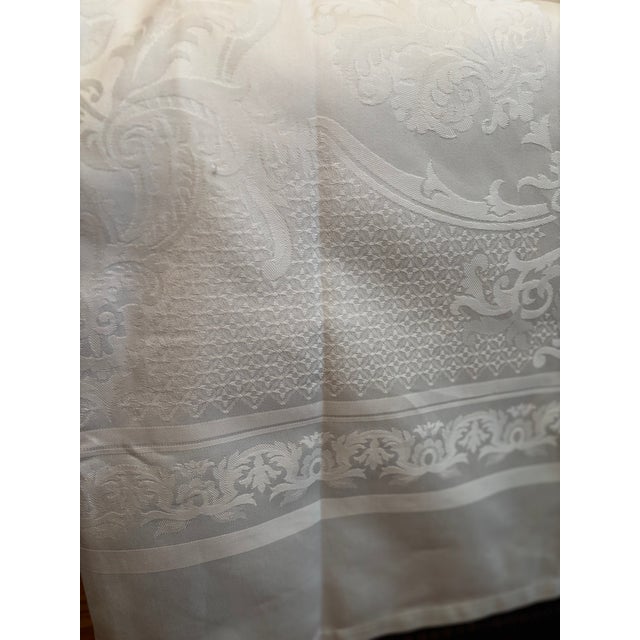 French New Garnier Thiebaut Luxury Table Cloth- Beautiful Damask Pattern of Baumwolle (Cotton)Made in France For Sale - Image 3 of 3