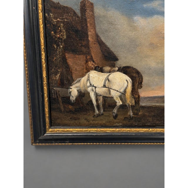 Wood After Paulus Potter (1649), "Horses Tethered at a Cottage Door" 18th Century For Sale - Image 7 of 10