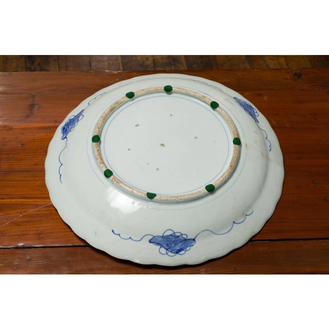 Ceramic 19th Century Japanese Painted Blue & White Porcelain Imari Plate For Sale - Image 7 of 12