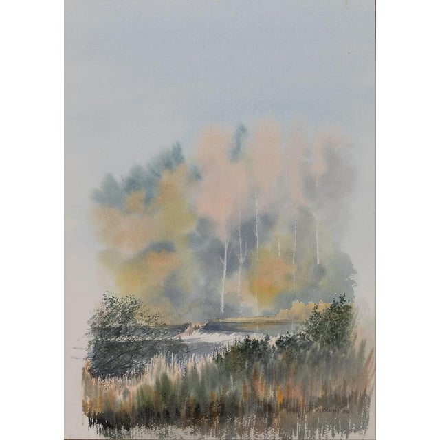 Jacques Noury, Landscape, Watercolor For Sale - Image 4 of 4