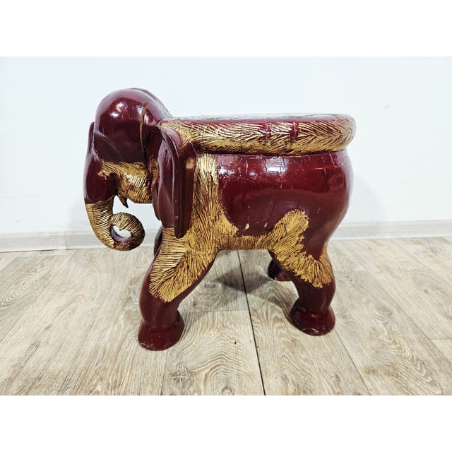 Gold Antique Elephant Side Stool, 1800s For Sale - Image 8 of 16