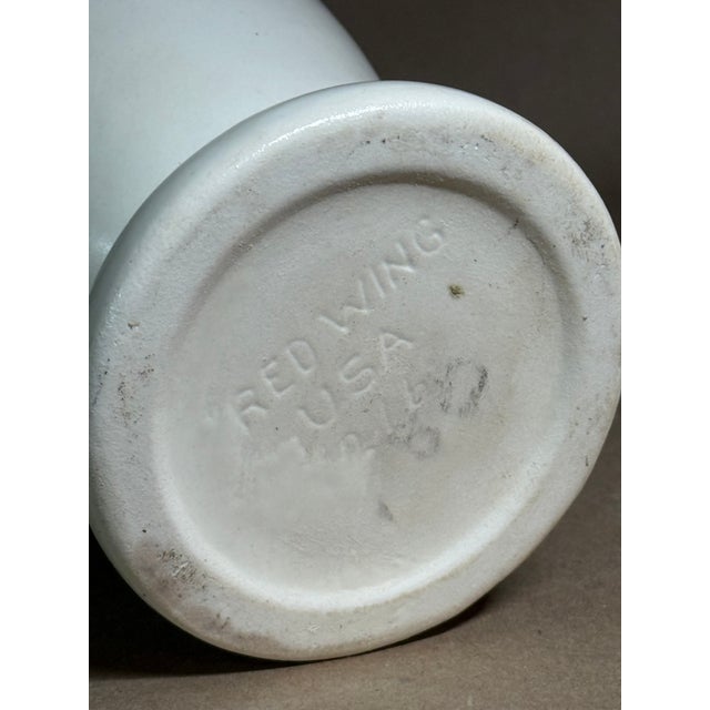 Ceramic 8 Inch Vase Art Deco Eggshell Ivory Antiqued With Brown Glaze For Sale - Image 7 of 7