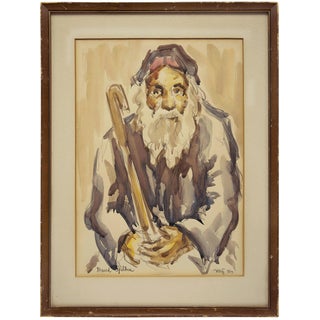 David Gilboa, Old Rabbi Holding a Cane For Sale