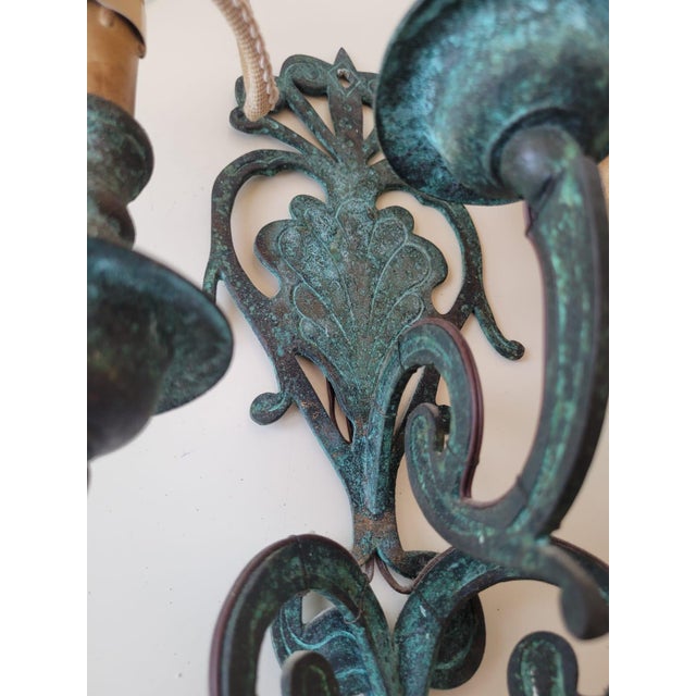 Beige Bronze Wall Lamps, Italy, 1940s, Set of 2 For Sale - Image 8 of 11