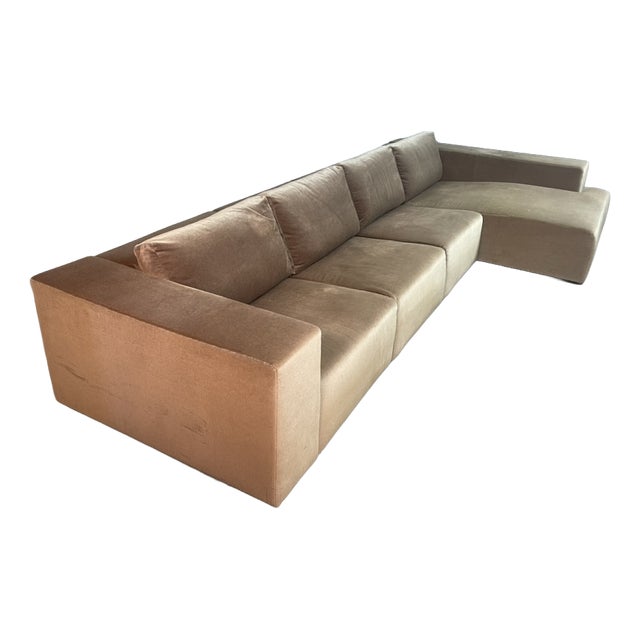Modular Sofa in Champagne Velvet from Walter Knoll, Germany, 1970s, Set of 4 For Sale