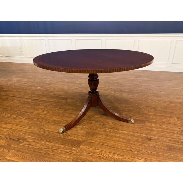 Wood 48” Round Mahogany Accent Foyer Table by Leighton Hall - Showroom Sample For Sale - Image 7 of 15