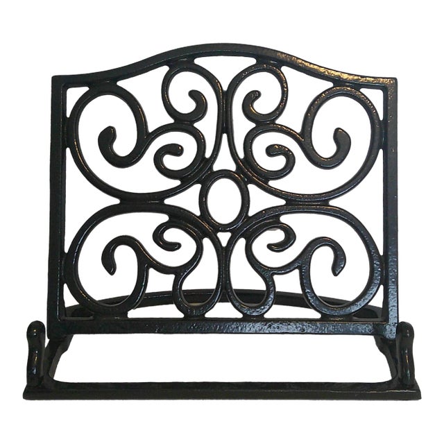 Black Iron Scroll Cookbook Bible and Book Holder/Easel For Sale