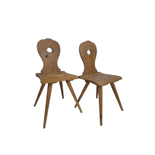 19th Century Rustic Austrian Softwood Peasant Chairs, 1800, Set of 2 For Sale - Image 5 of 5