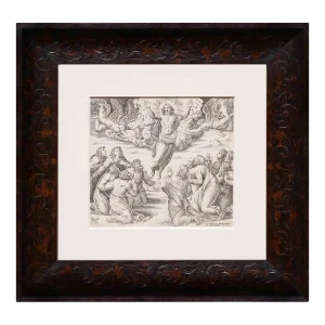 16th Century “Ascension of Christ” Black and White Biblical Figurative Lithograph by Nicolas Beatrizet