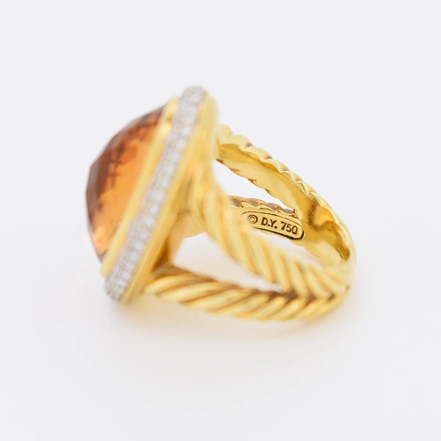 David Yurman - Gold, Champagne Topaz and Diamond Cocktail Ring, Size 5.75 For Sale - Image 4 of 7