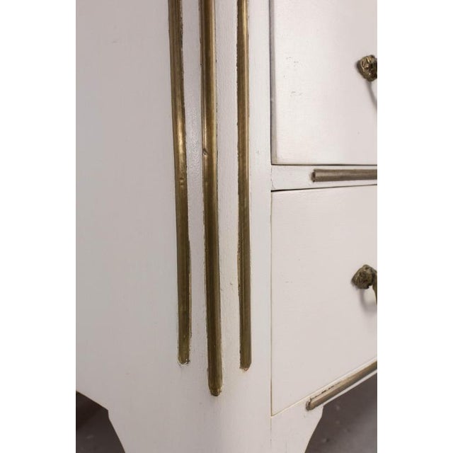 Mid-Century Louis XVI French White Chest of Drawers in Elm & Bronze, 1960s For Sale - Image 9 of 15