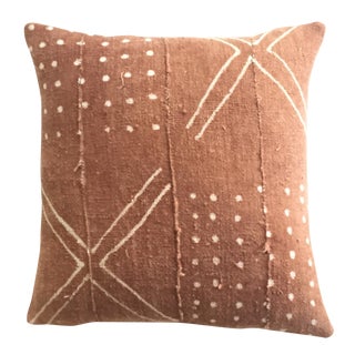 African Mudcloth Rust Pillow Cover For Sale
