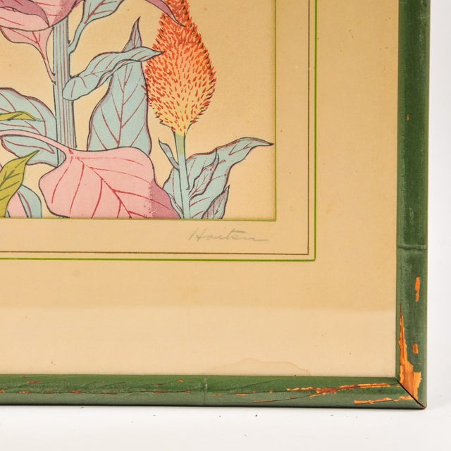 Vintage Japanese Woodblock Prints Pair - Mid Century Sakai Hoitsu Framed Art Set For Sale - Image 12 of 14