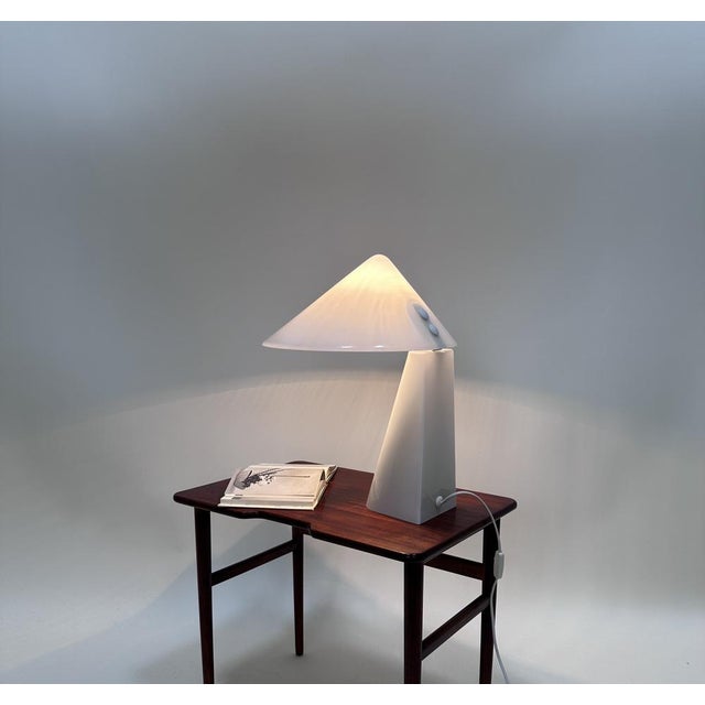 White Sculptural Glass Table Lamp from Peill & Putzler, Germany, 1980s For Sale - Image 8 of 18
